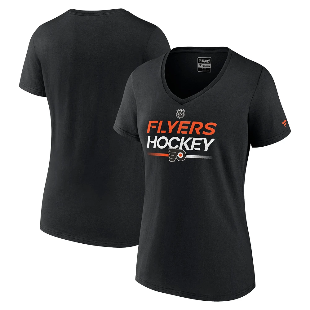 Women's Fanatics Black Philadelphia Flyers Authentic Pro V-Neck T-Shirt