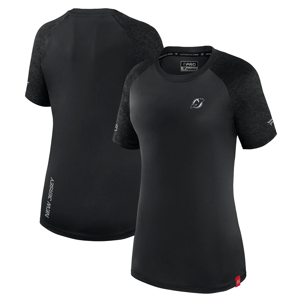Women's Fanatics Black New Jersey Devils Authentic Pro Tech T-Shirt