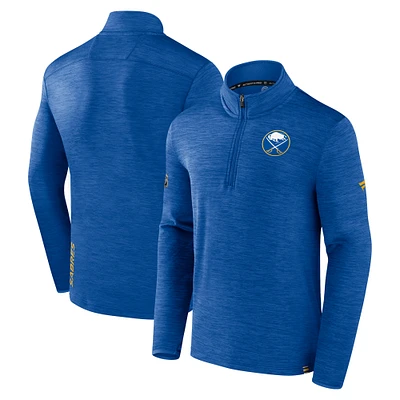 Men's Fanatics Heather Royal Buffalo Sabres Authentic Pro Quarter-Zip Pullover Top