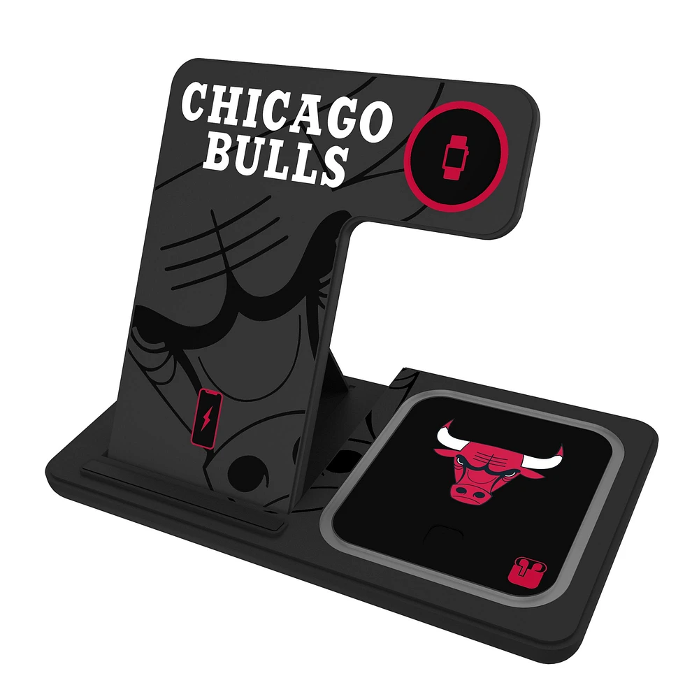 Keyscaper Chicago Bulls 3-In-1 Wireless Charger