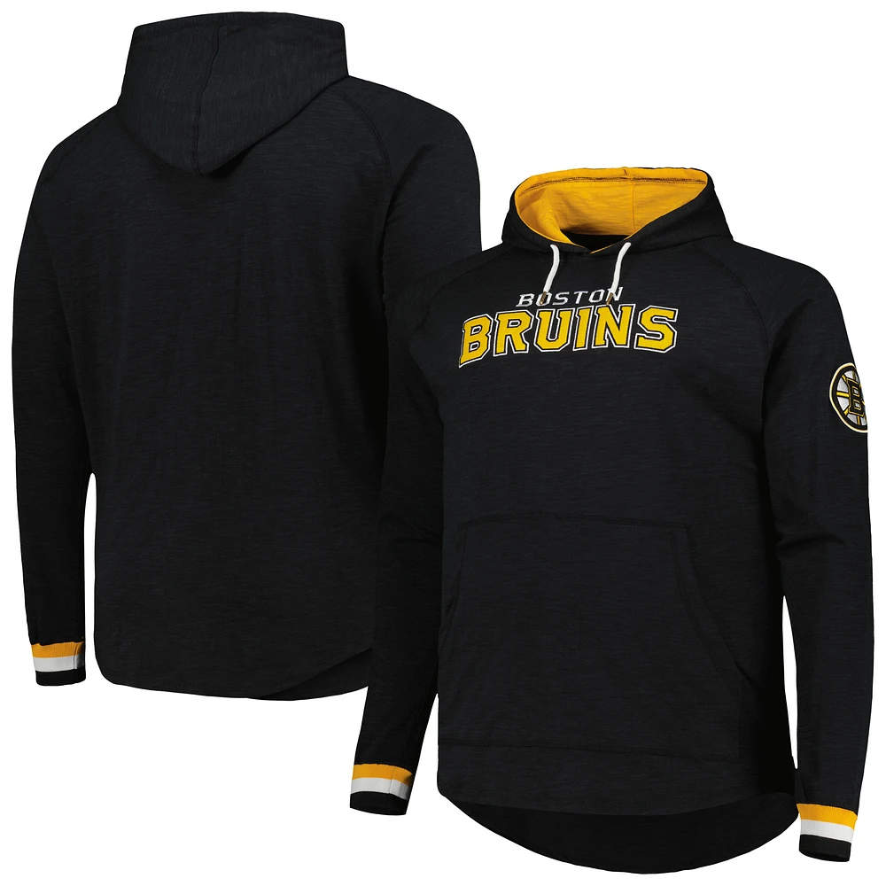 Men's Mitchell & Ness Black Boston Bruins Big & Tall Legendary Raglan Pullover Hoodie