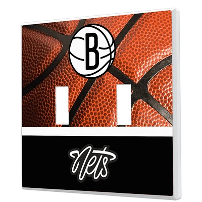 Keyscaper Brooklyn Nets Basketball Design Double Toggle Lightswitch Plate