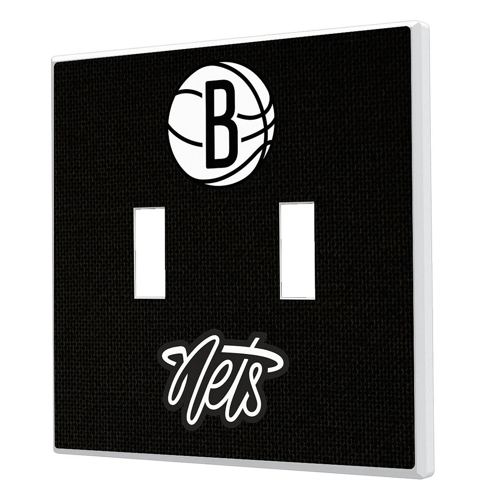 Keyscaper Brooklyn Nets Basketball Design Double Toggle Lightswitch Plate