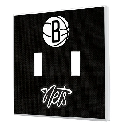 Keyscaper Brooklyn Nets Basketball Design Double Toggle Lightswitch Plate