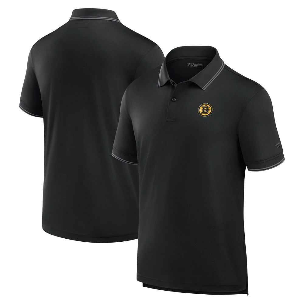 Men's Fanatics Black Boston Bruins Front Office Pique Polo