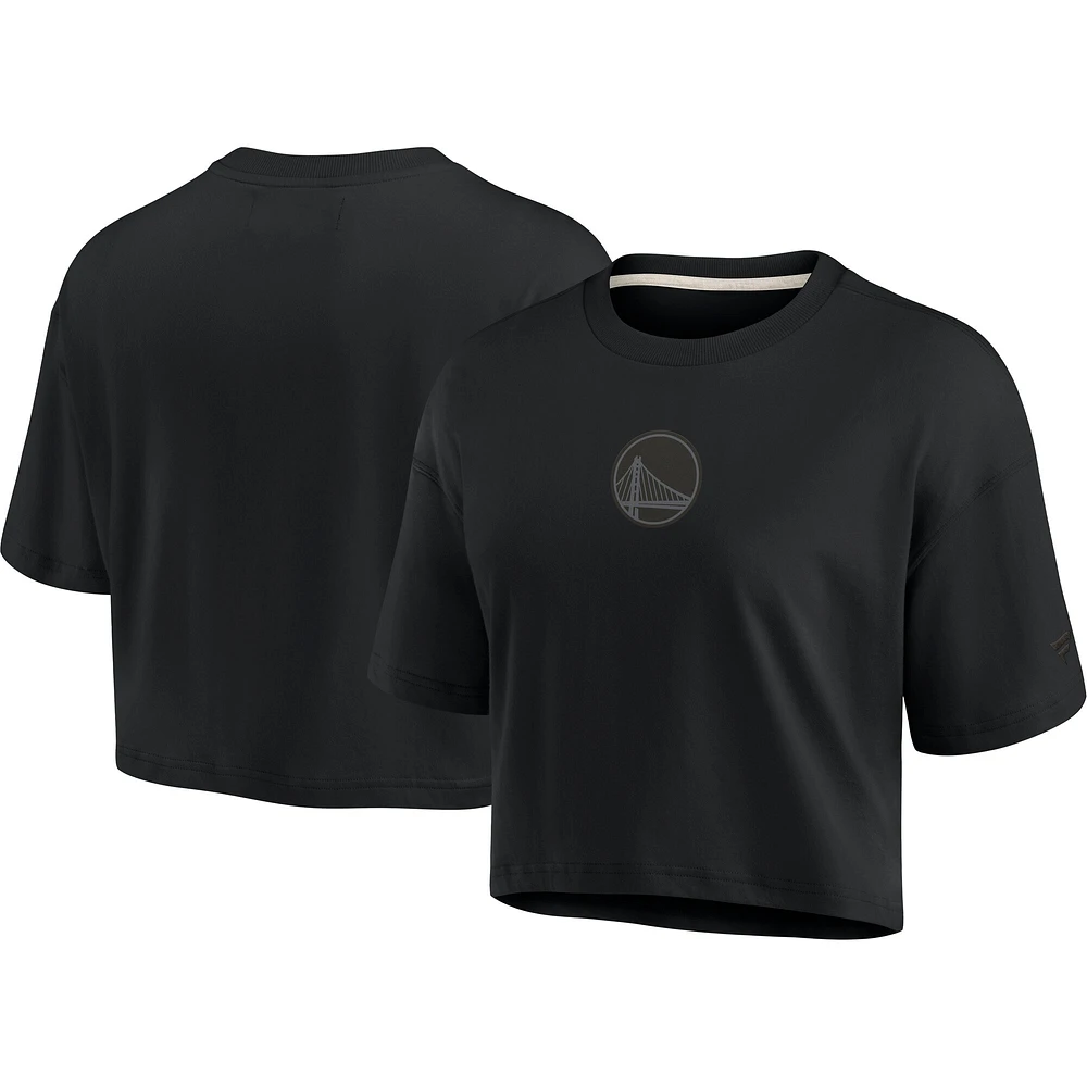 Women's Fanatics Black Golden State Warriors Elements Super Soft Boxy Cropped T-Shirt