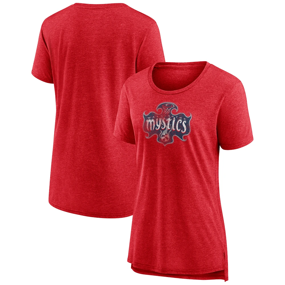 Women's Heather Red Washington Mystics Distressed Team Logo Tri-Blend T-Shirt