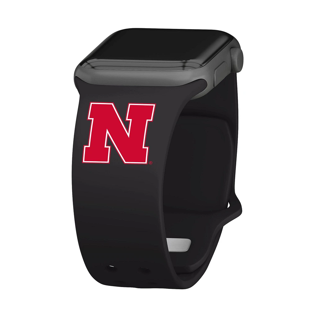 Black Nebraska Huskers Logo Silicone Apple Watch Band