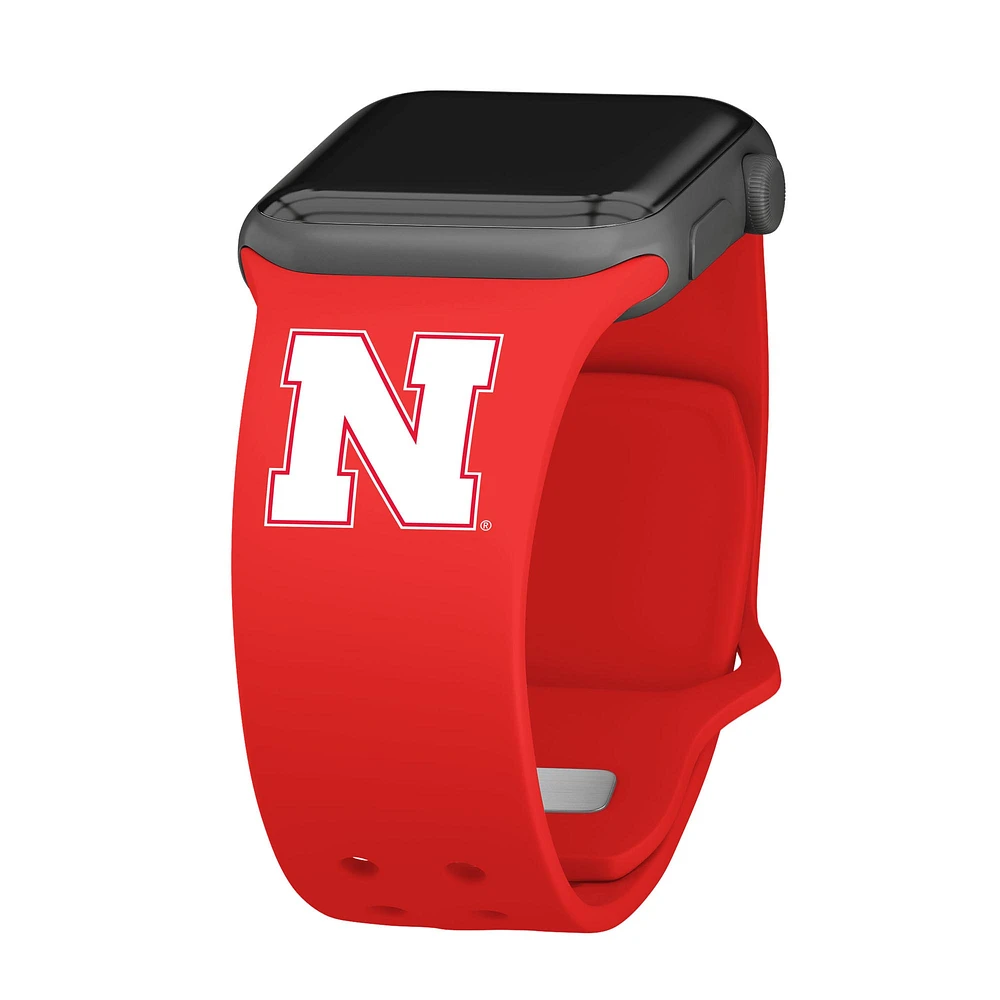 Scarlet Nebraska Huskers Logo Silicone Apple Watch Band