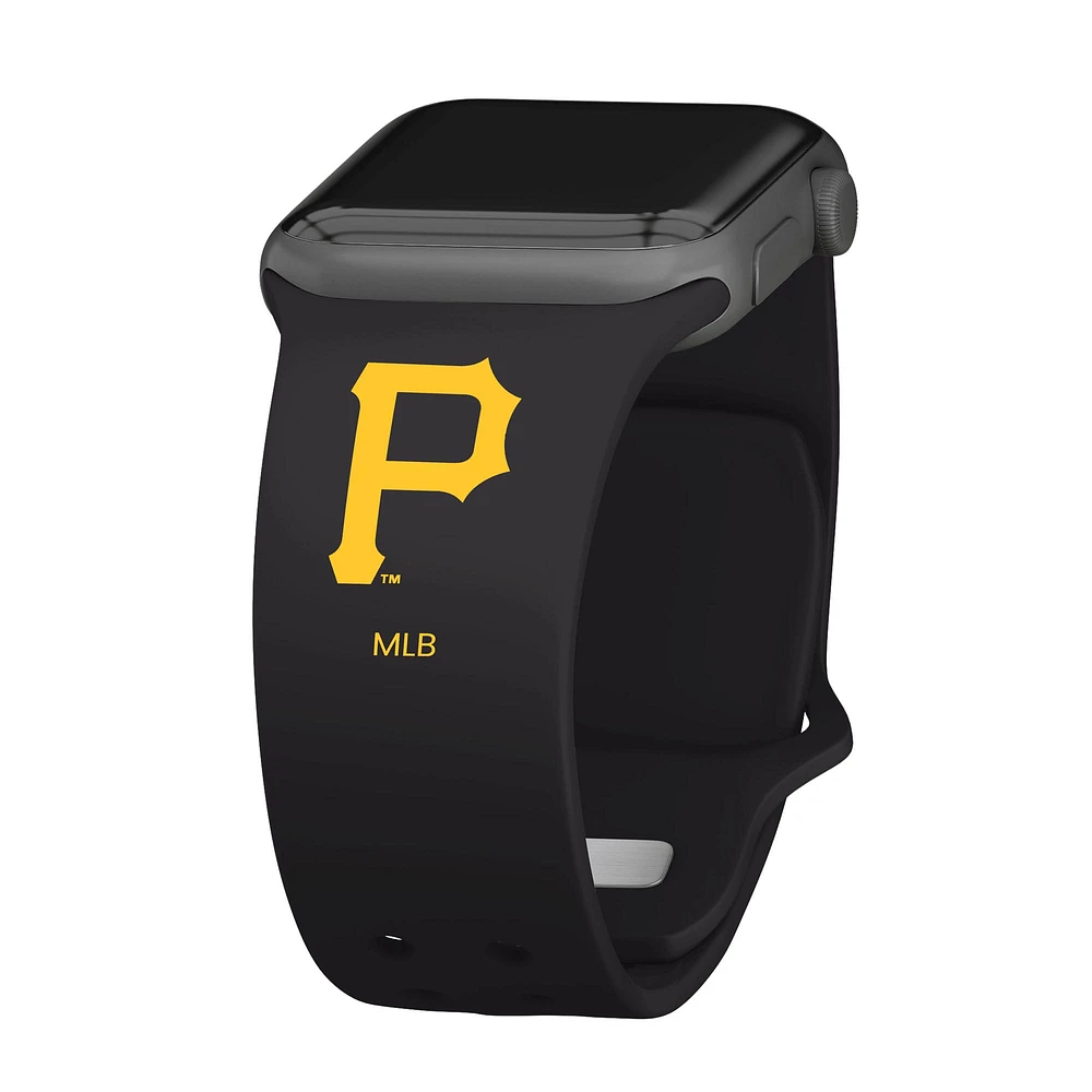 Black Pittsburgh Pirates Logo Silicone Apple Watch Band