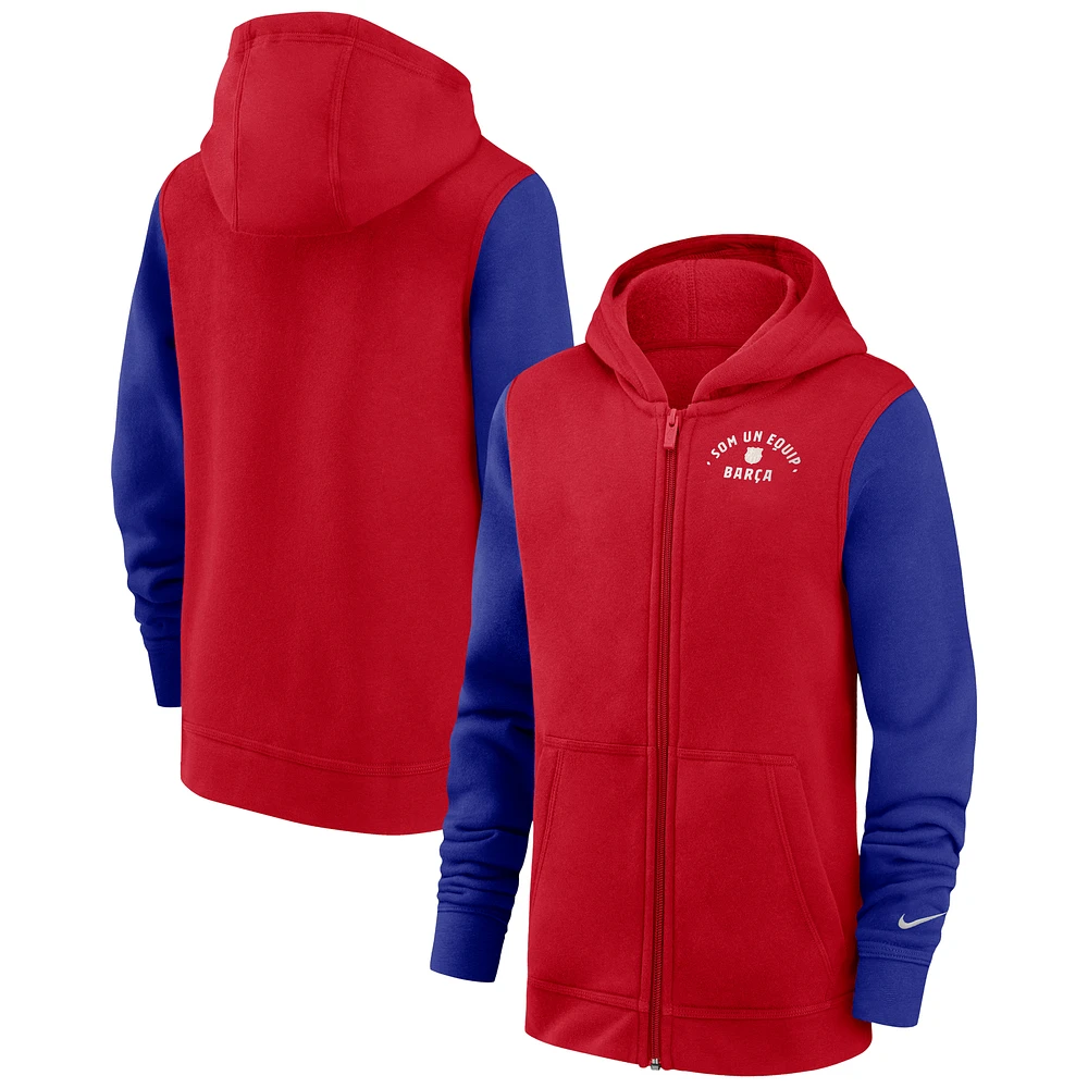 Youth Nike Red Barcelona Club Full-Zip Hoodie
