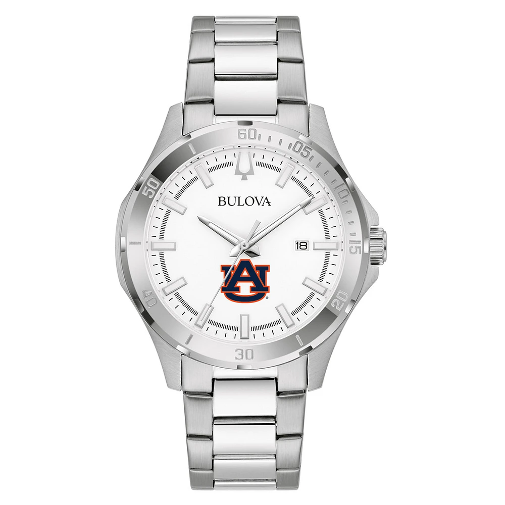 Men's Bulova Silver Auburn Tigers Stainless Steel Classic Sport Watch