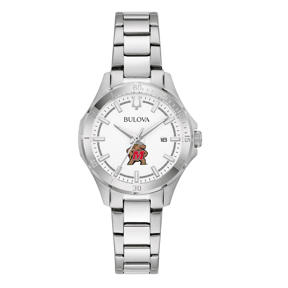 Women's Bulova Silver Maryland Terrapins Stainless Steel Sport Classic Watch