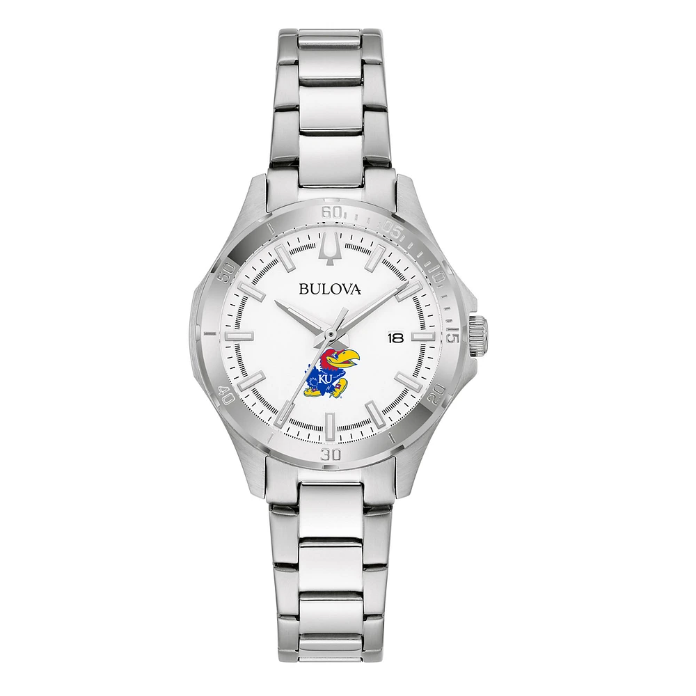 Women's Bulova Silver Kansas Jayhawks Stainless Steel Sport Classic Watch