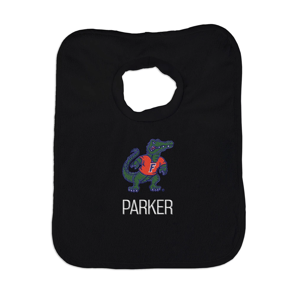 Newborn & Infant Black Florida Gators Mascot Logo Personalized Bib