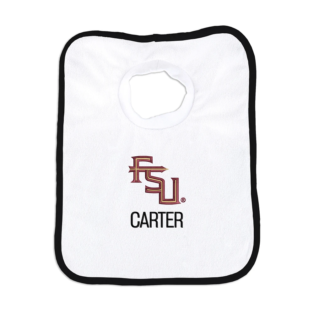 Newborn & Infant White Florida State Seminoles Secondary Logo Personalized Bib