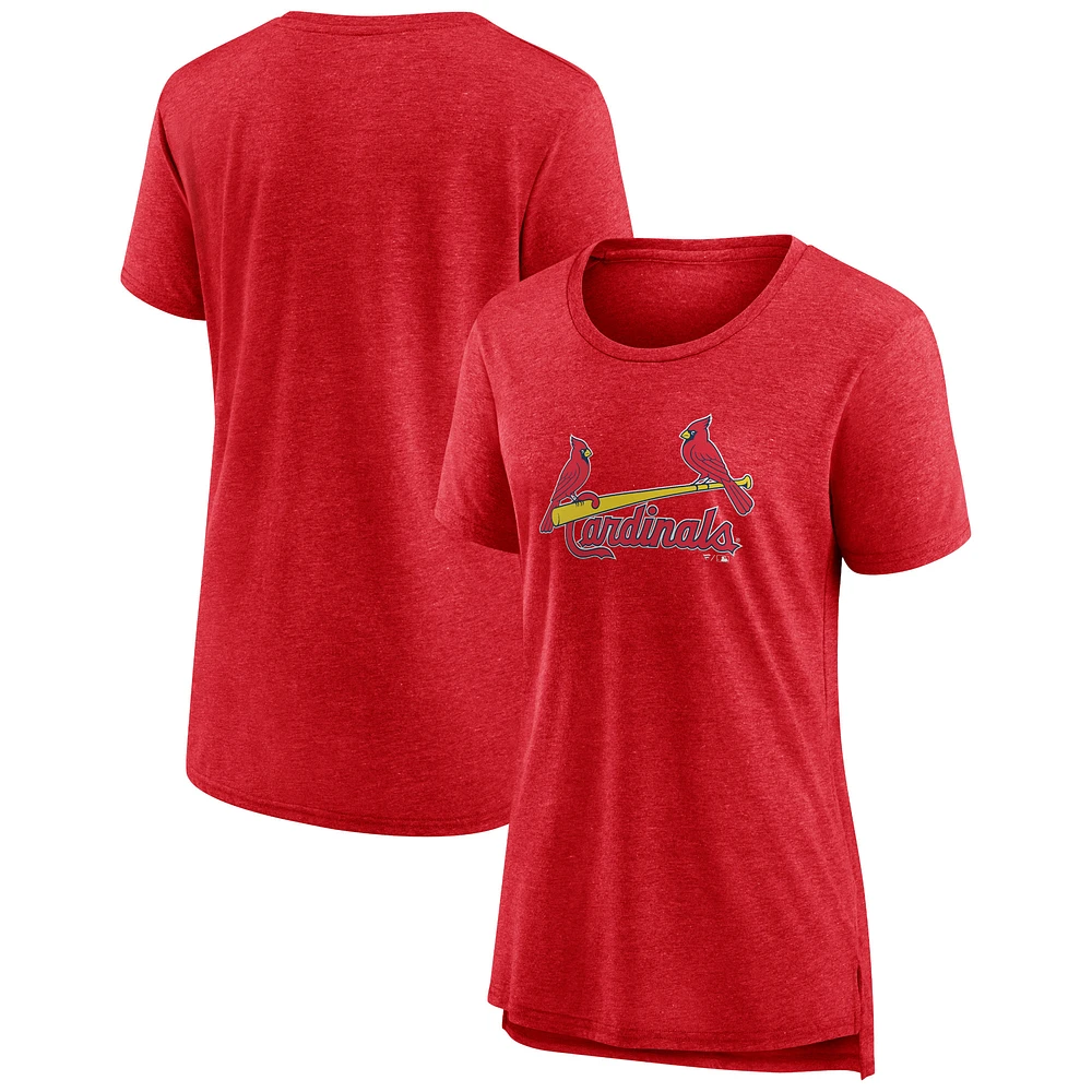 Women's Heather Red St. Louis Cardinals Official Wordmark Tri-Blend T-Shirt
