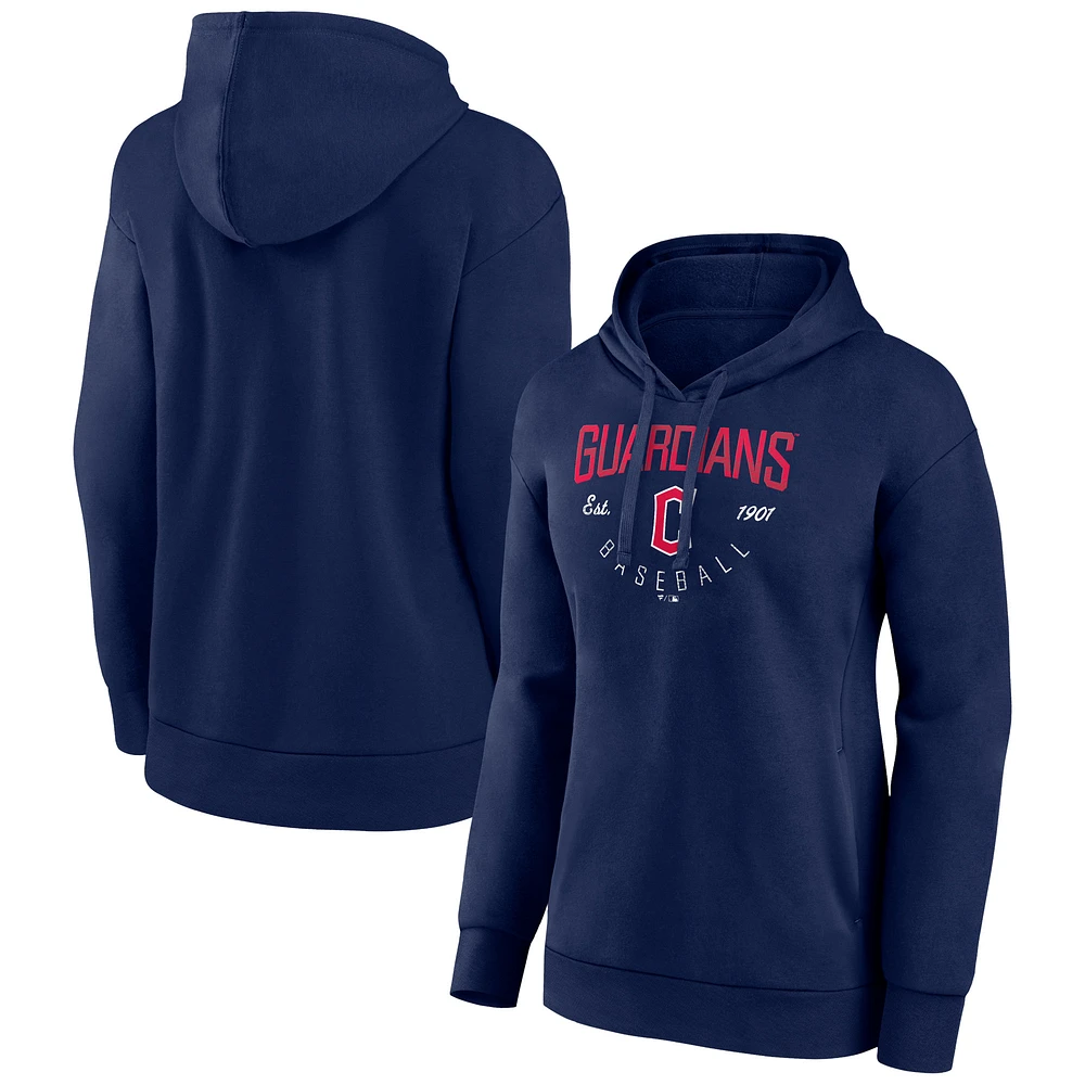 Women's Navy Cleveland Guardians Live For It Pullover Hoodie