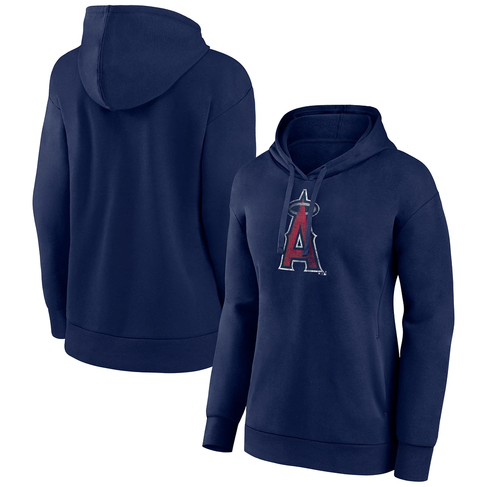 Women's Navy Los Angeles Angels Distressed Team Pullover Hoodie