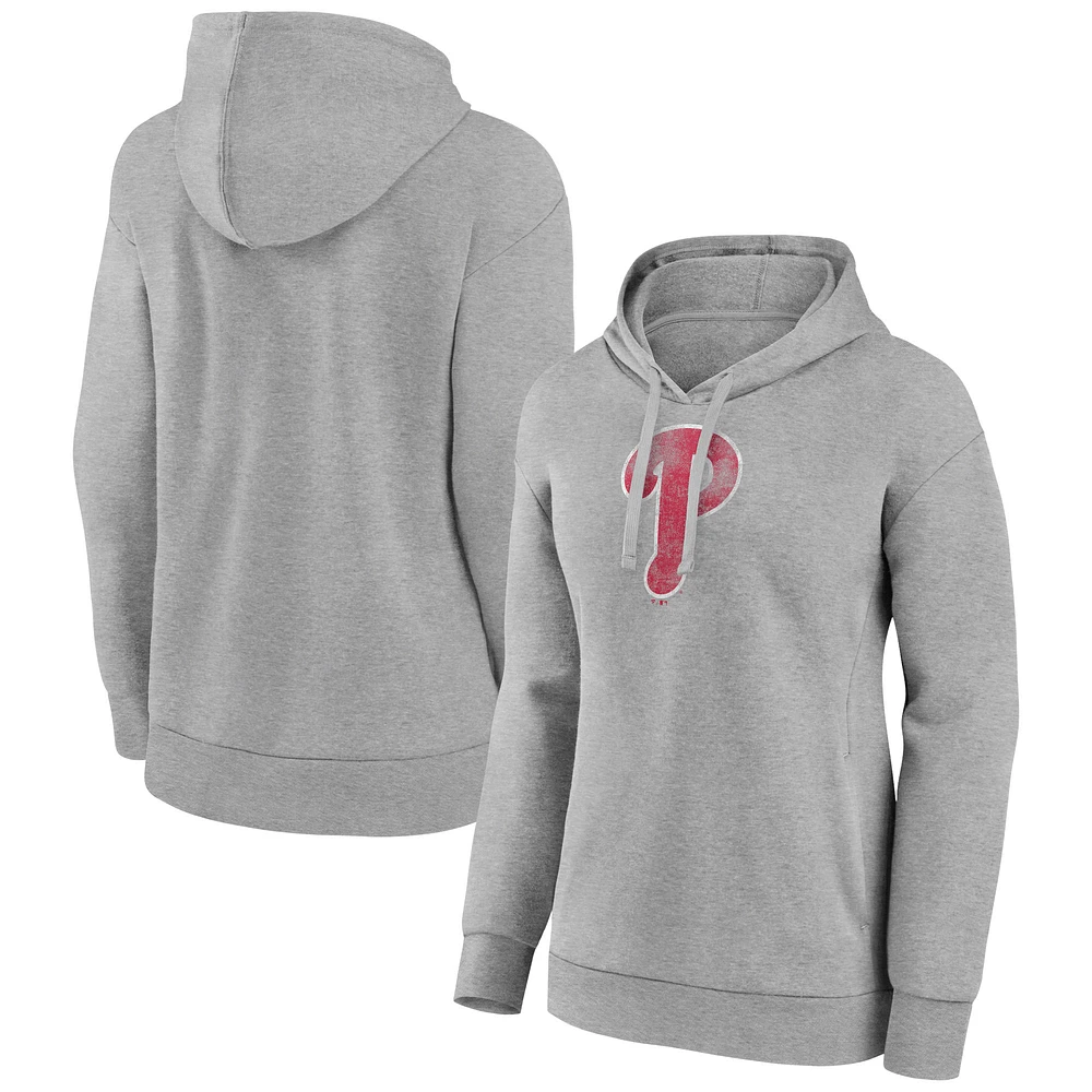 Women's Gray Philadelphia Phillies Distressed Team Pullover Hoodie