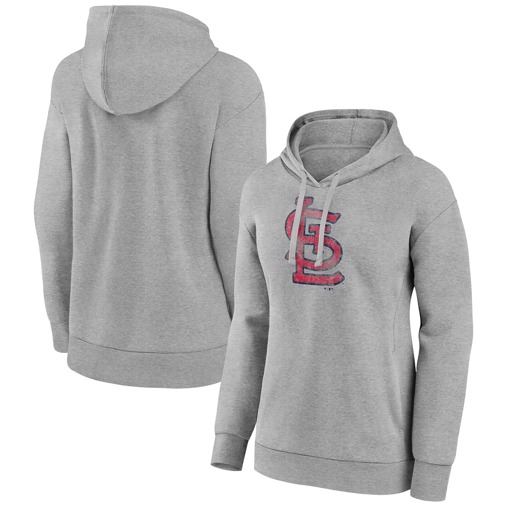 Women's Gray St. Louis Cardinals Distressed Team Pullover Hoodie