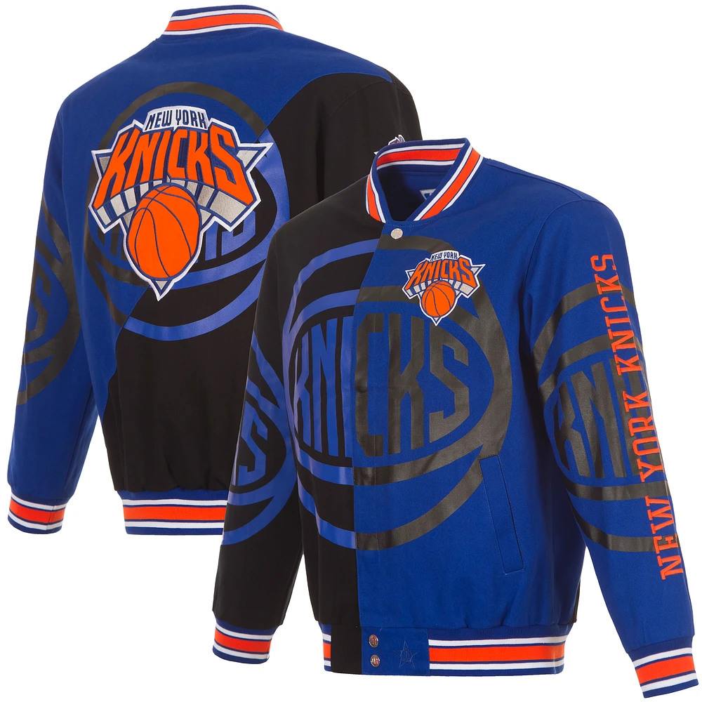 Men's JH Design Blue/Black New York Knicks Split All Over Full-Zip Jacket