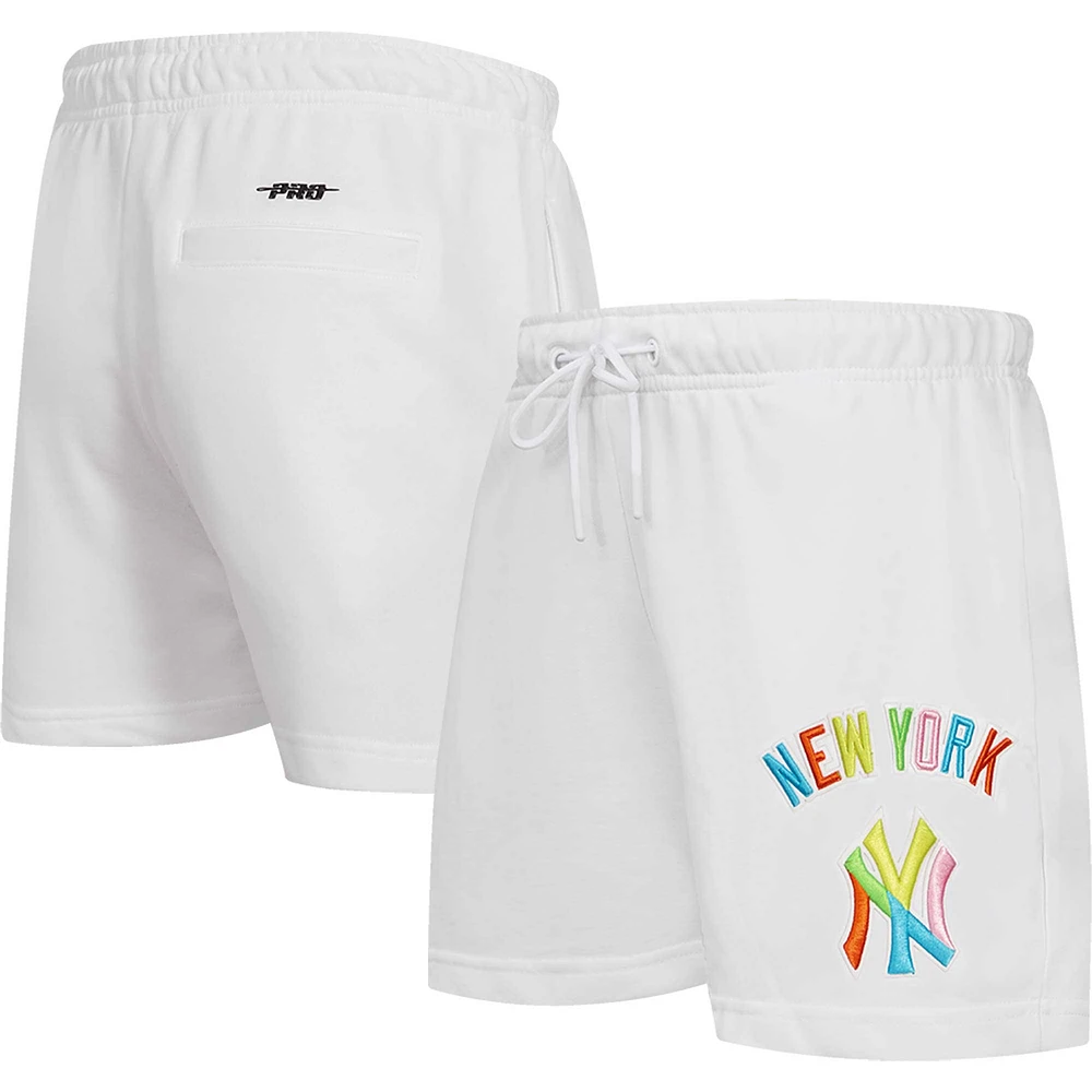 Women's Pro Standard White New York Yankees Washed Neon Shorts