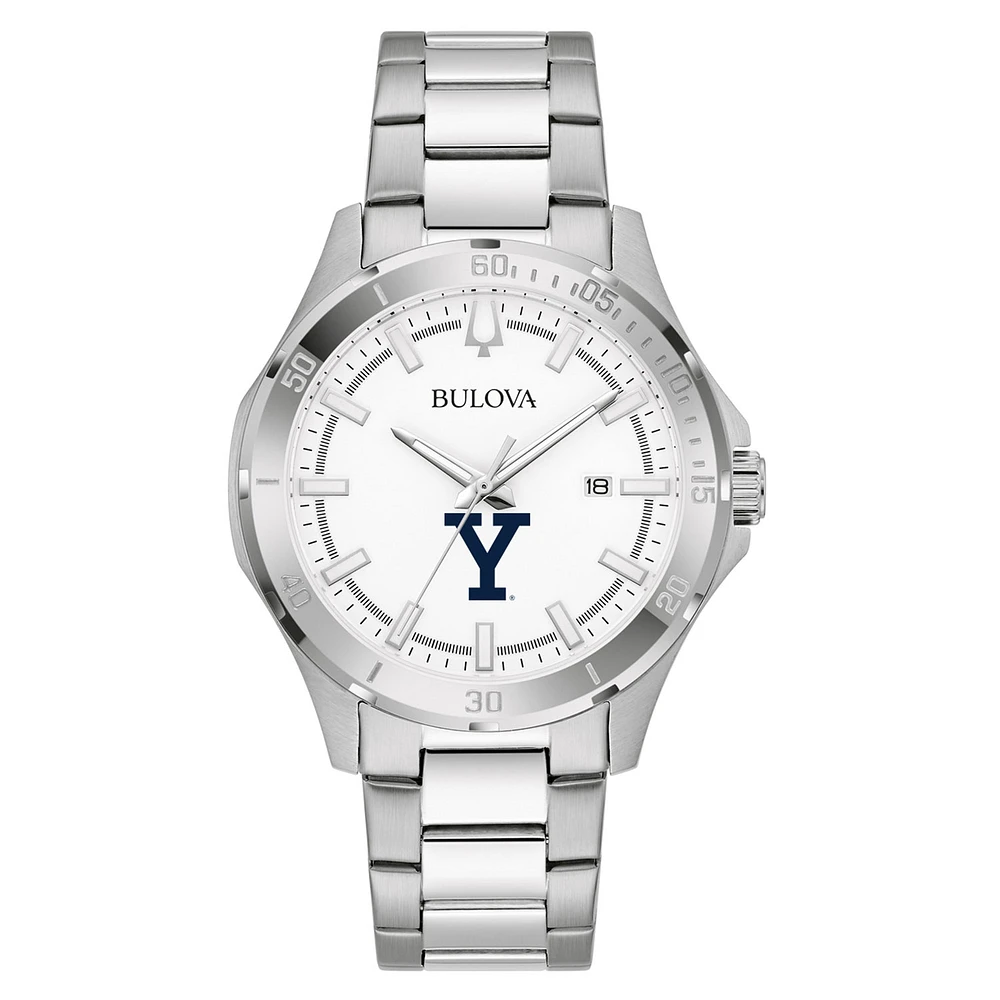 Men's Bulova Silver Yale Bulldogs Stainless Steel Classic Sport Watch