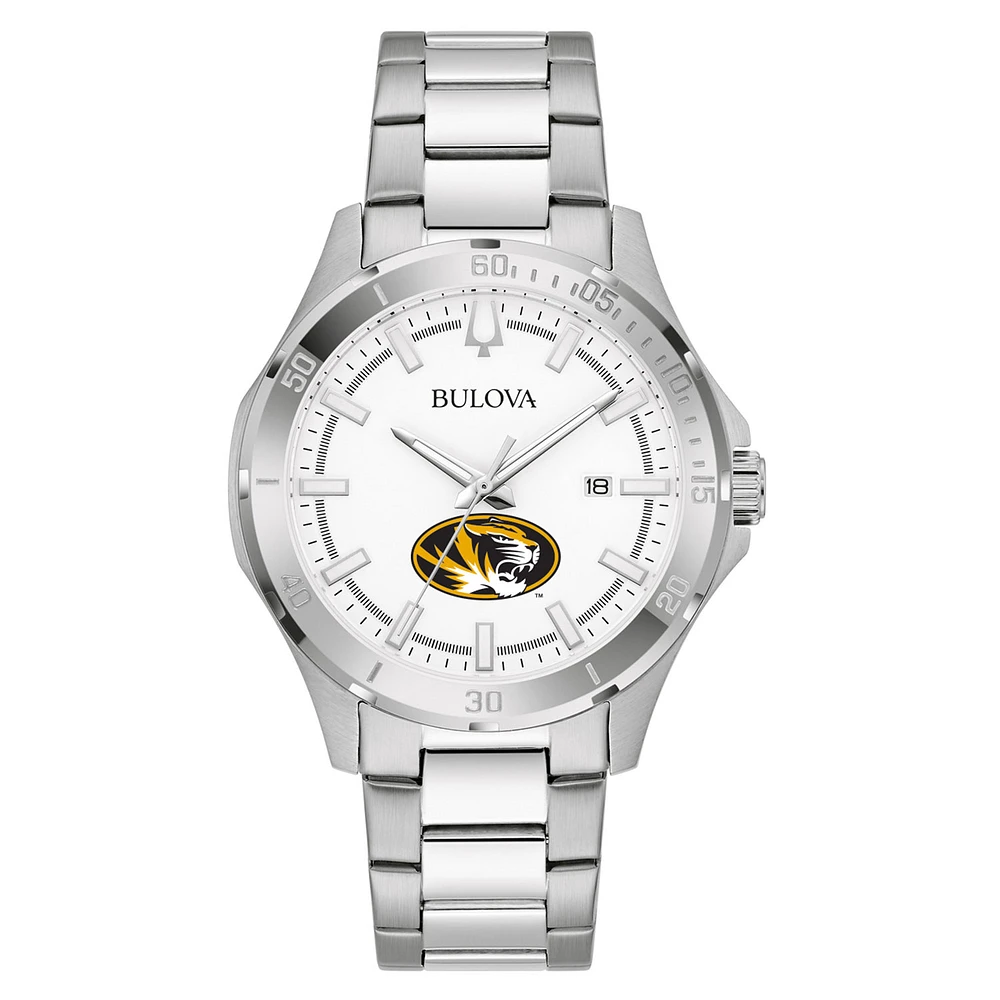 Men's Bulova Silver Missouri Tigers Stainless Steel Classic Sport Watch
