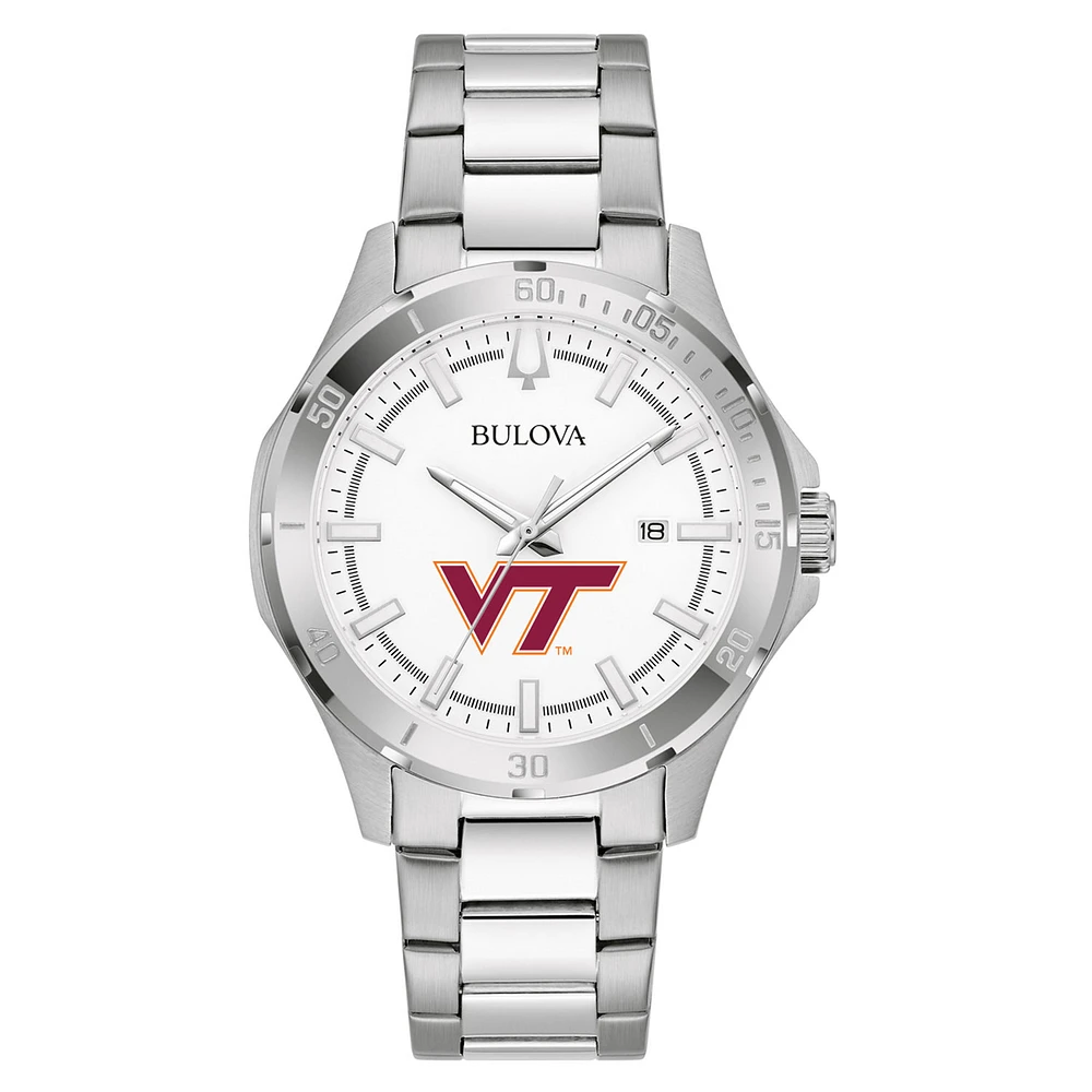 Men's Bulova Silver Virginia Tech Hokies Stainless Steel Classic Sport Watch