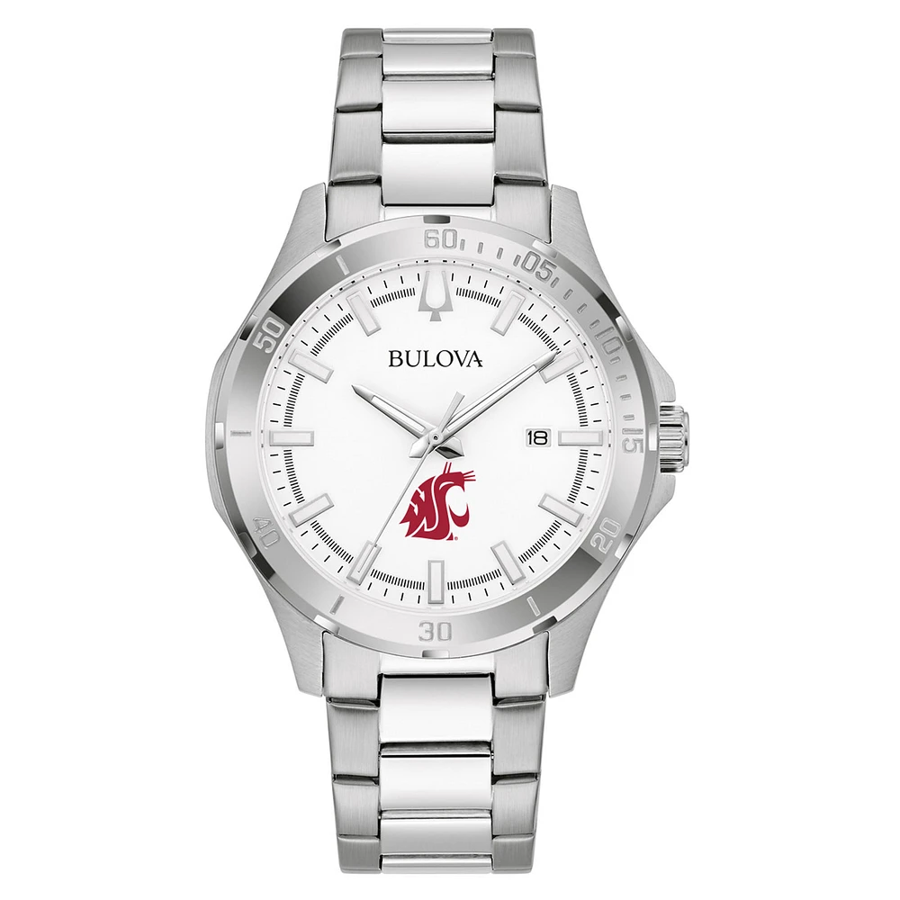 Men's Bulova Silver Washington State Cougars Stainless Steel Classic Sport Watch