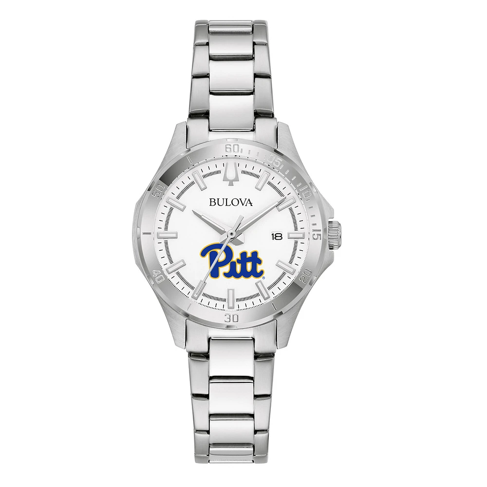 Women's Bulova Silver Pitt Panthers Stainless Steel Classic Sport Watch
