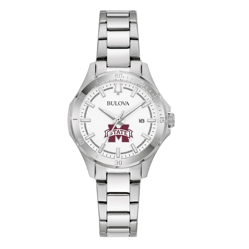 Women's Bulova Silver Mississippi State Bulldogs Stainless Steel Classic Sport Watch