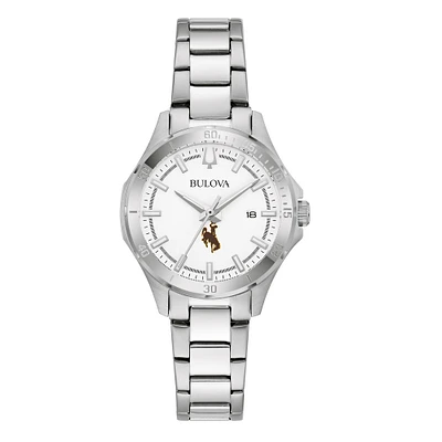 Women's Bulova Silver Wyoming Cowboys Stainless Steel Classic Sport Watch
