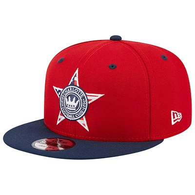 Men's New Era Red Charlotte FC Americana 9FIFTY Snapback Hat