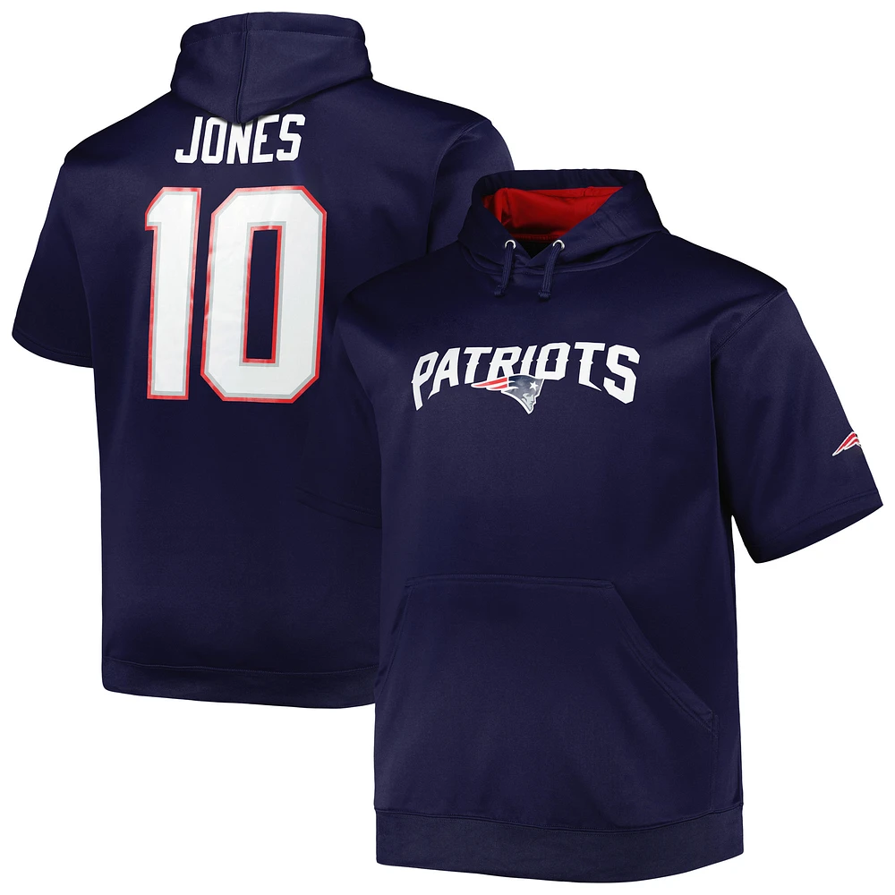 Men's Mac Jones Navy New England Patriots Big & Tall Short Sleeve Pullover Hoodie