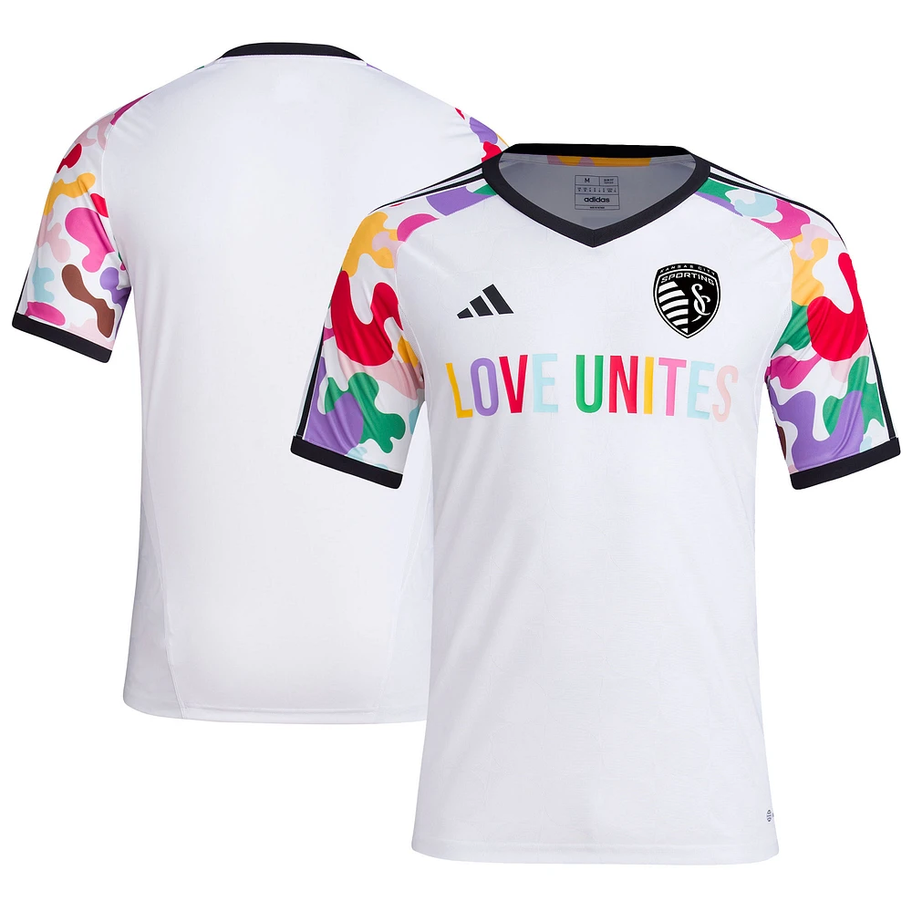 Men's adidas White Sporting Kansas City Pride Pre-Match Top