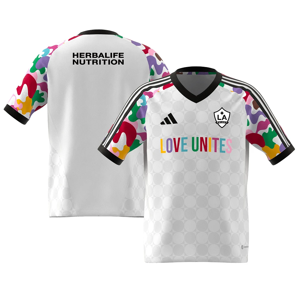 Youth adidas White LA Galaxy 2023 Pride Pre-Match Top