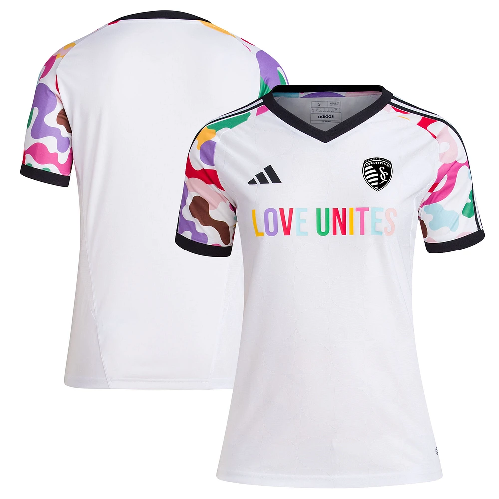 Women's adidas White Sporting Kansas City Pride Pre-Match Top