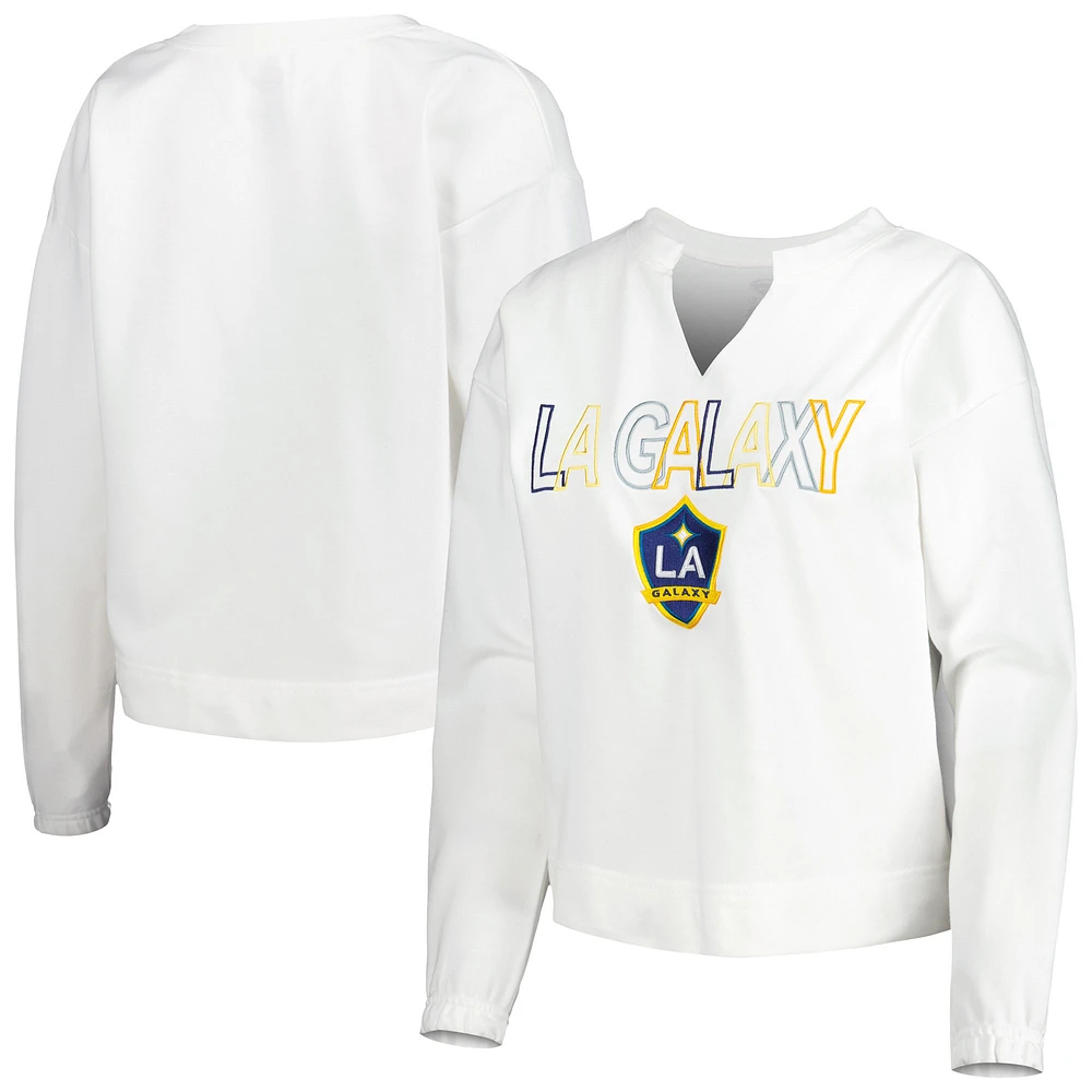 Women's Concepts Sport White LA Galaxy Sunray Notch Neck Long Sleeve Top