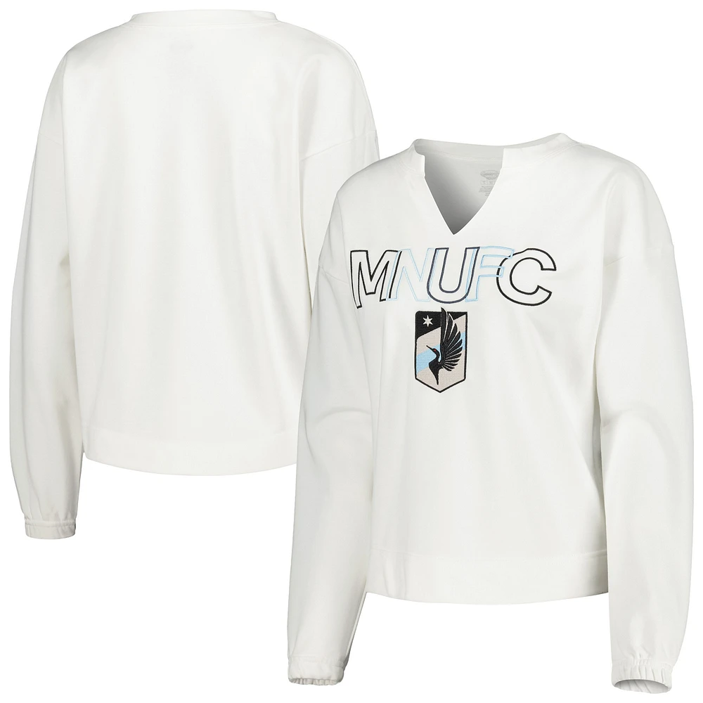 Women's Concepts Sport White Minnesota United FC Sunray Notch Neck Long Sleeve Top