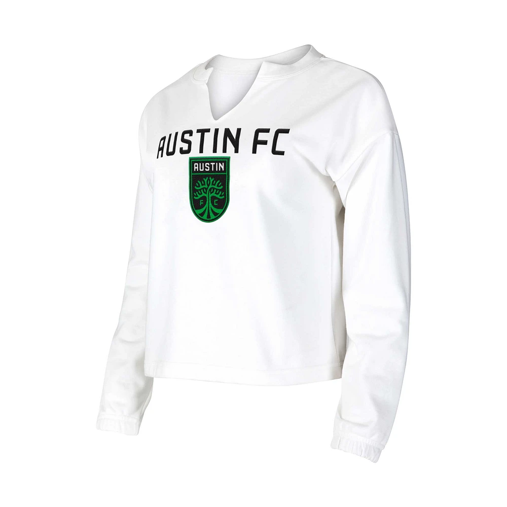 Women's Concepts Sport White Austin FC Sunray Notch Neck Long Sleeve Top