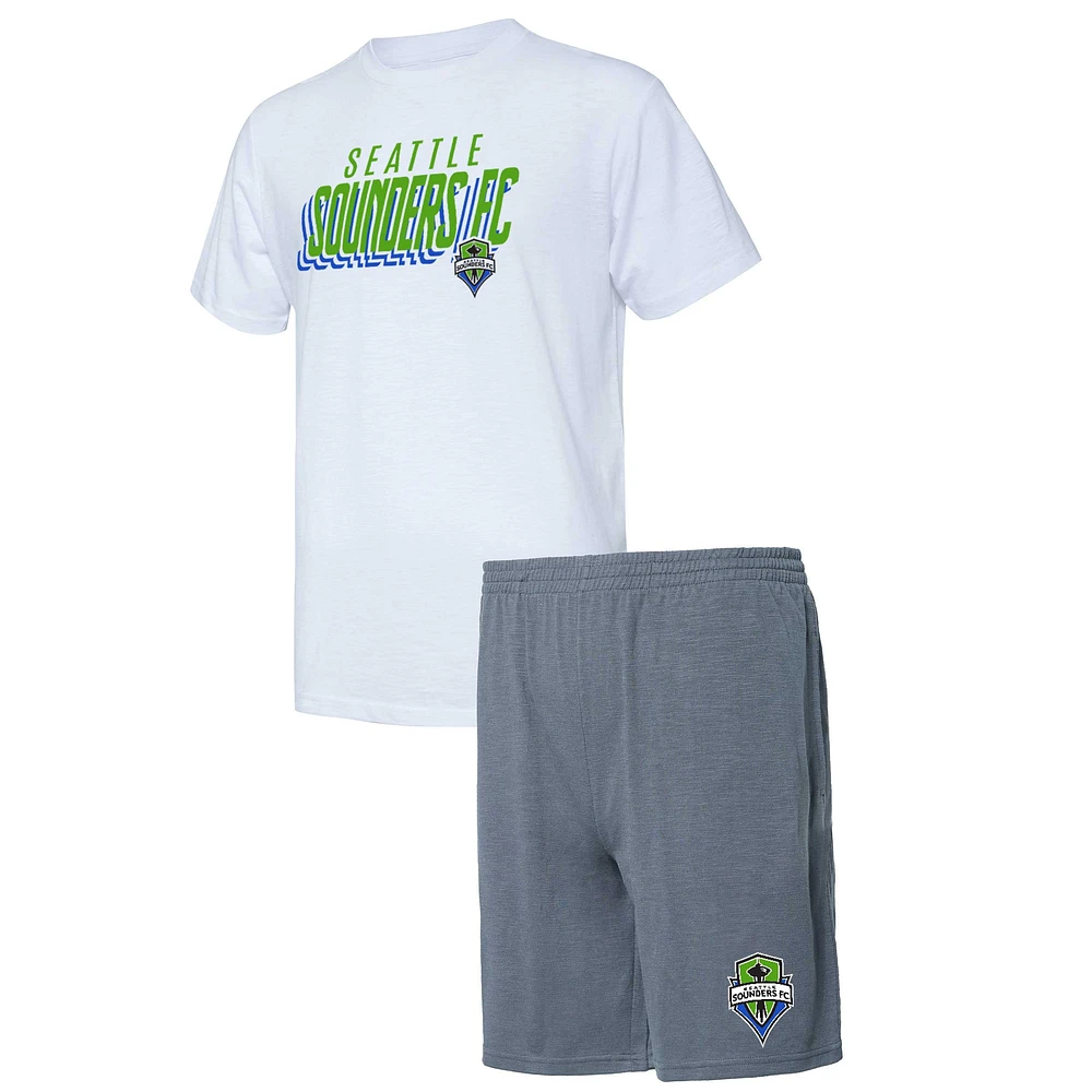 Men's Concepts Sport Charcoal/White Seattle Sounders FC Downfield Top & Shorts Set