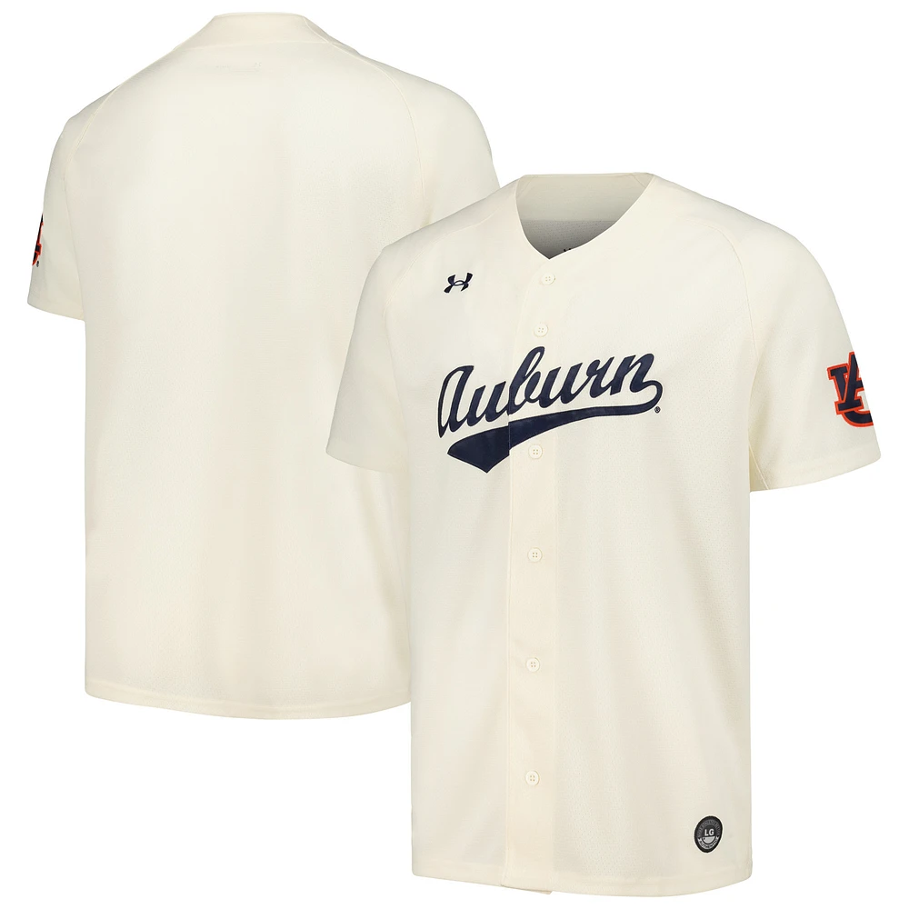 Men's Under Armour Cream Auburn Tigers Replica Baseball Jersey