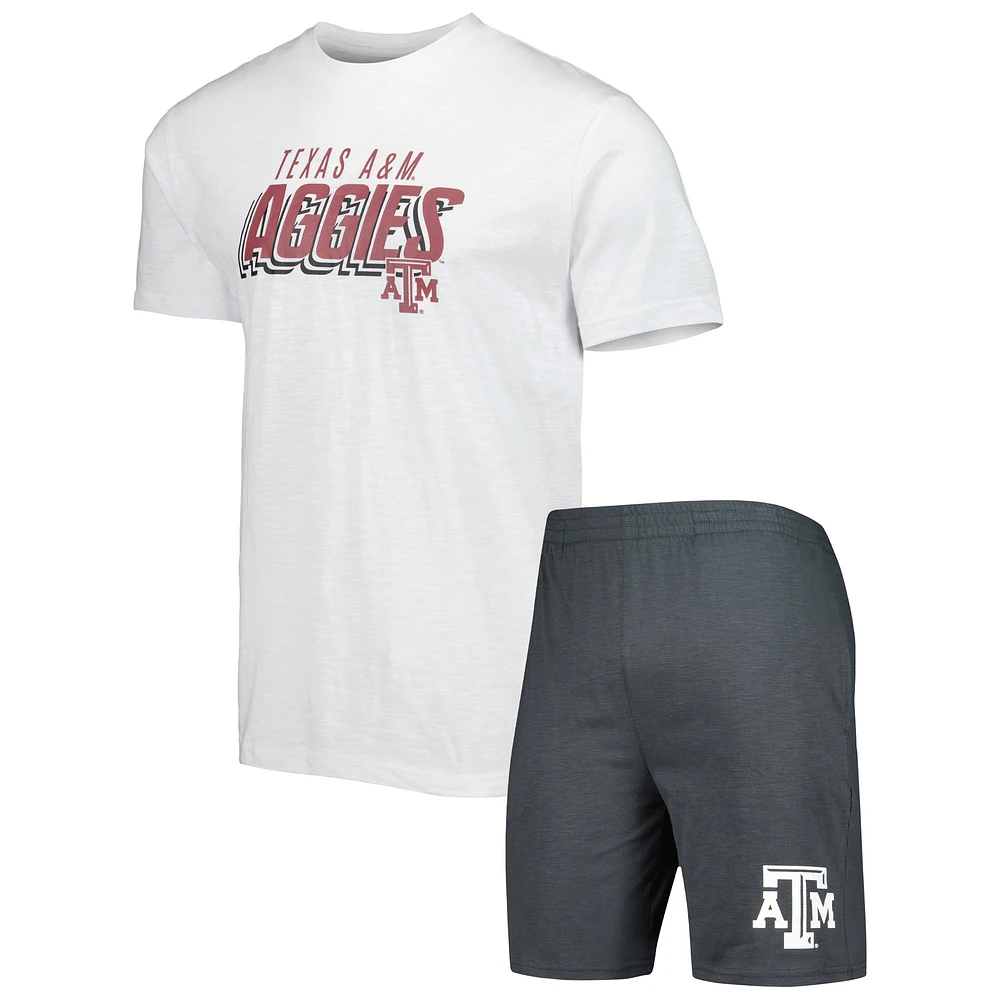 Men's Concepts Sport Charcoal/White Texas A&M Aggies Downfield Top & Shorts Set