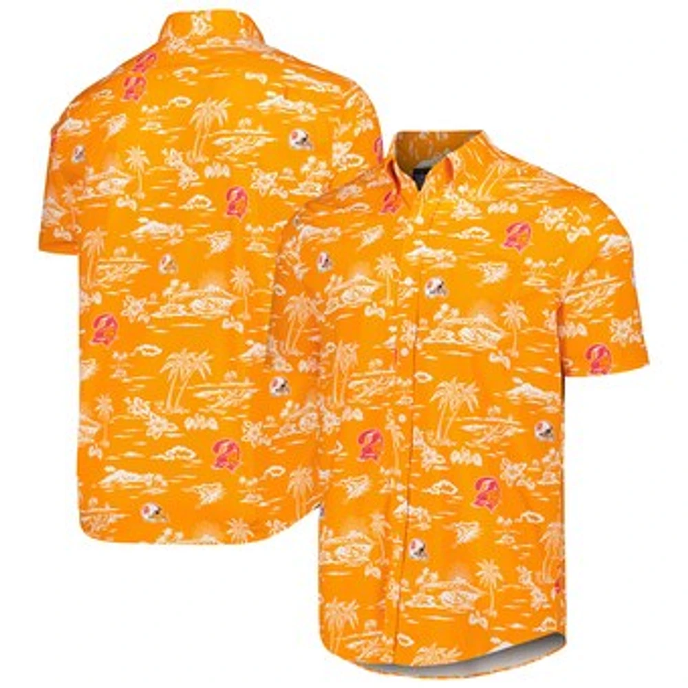Men's Reyn Spooner Orange Tampa Bay Buccaneers Throwback Kekai Print Button-Up Shirt