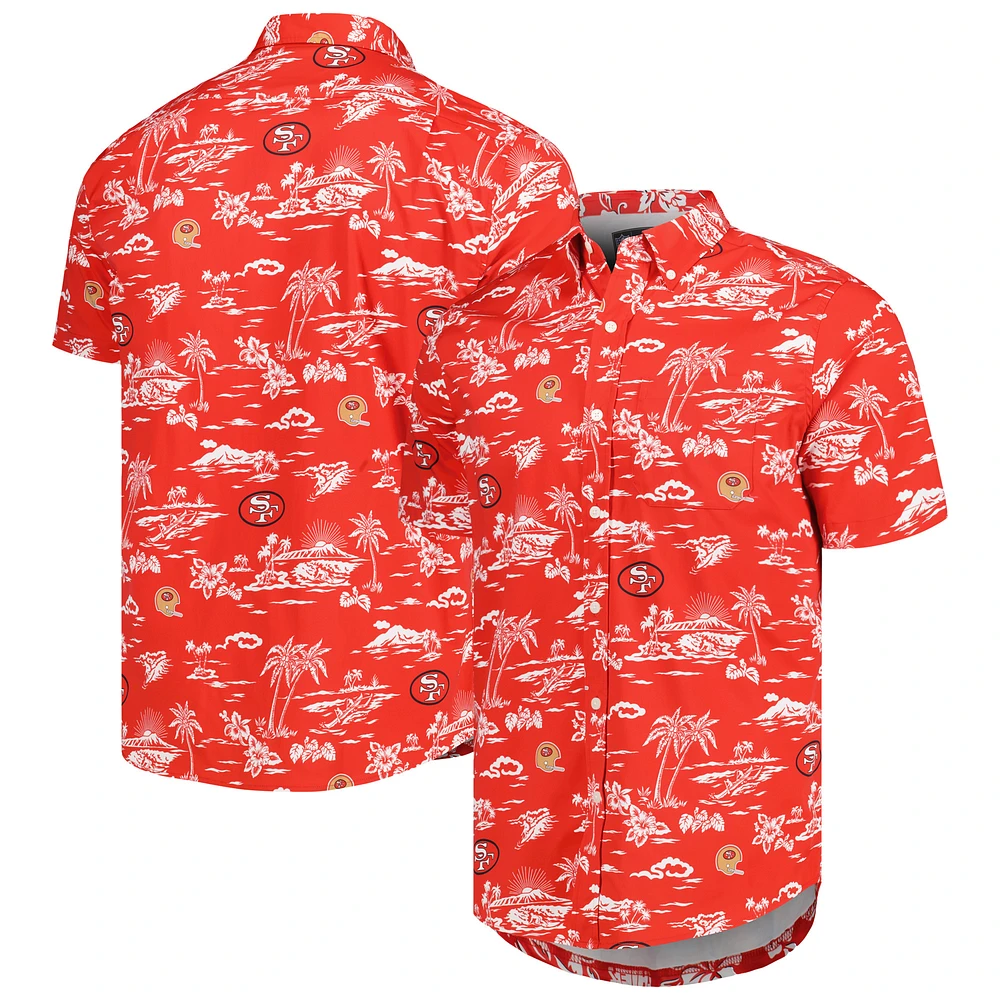 Men's Reyn Spooner Scarlet San Francisco 49ers Throwback Kekai Print Button-Up Shirt