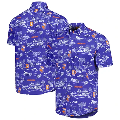 Men's Reyn Spooner Royal Denver Broncos Throwback Kekai Print Button-Up Shirt