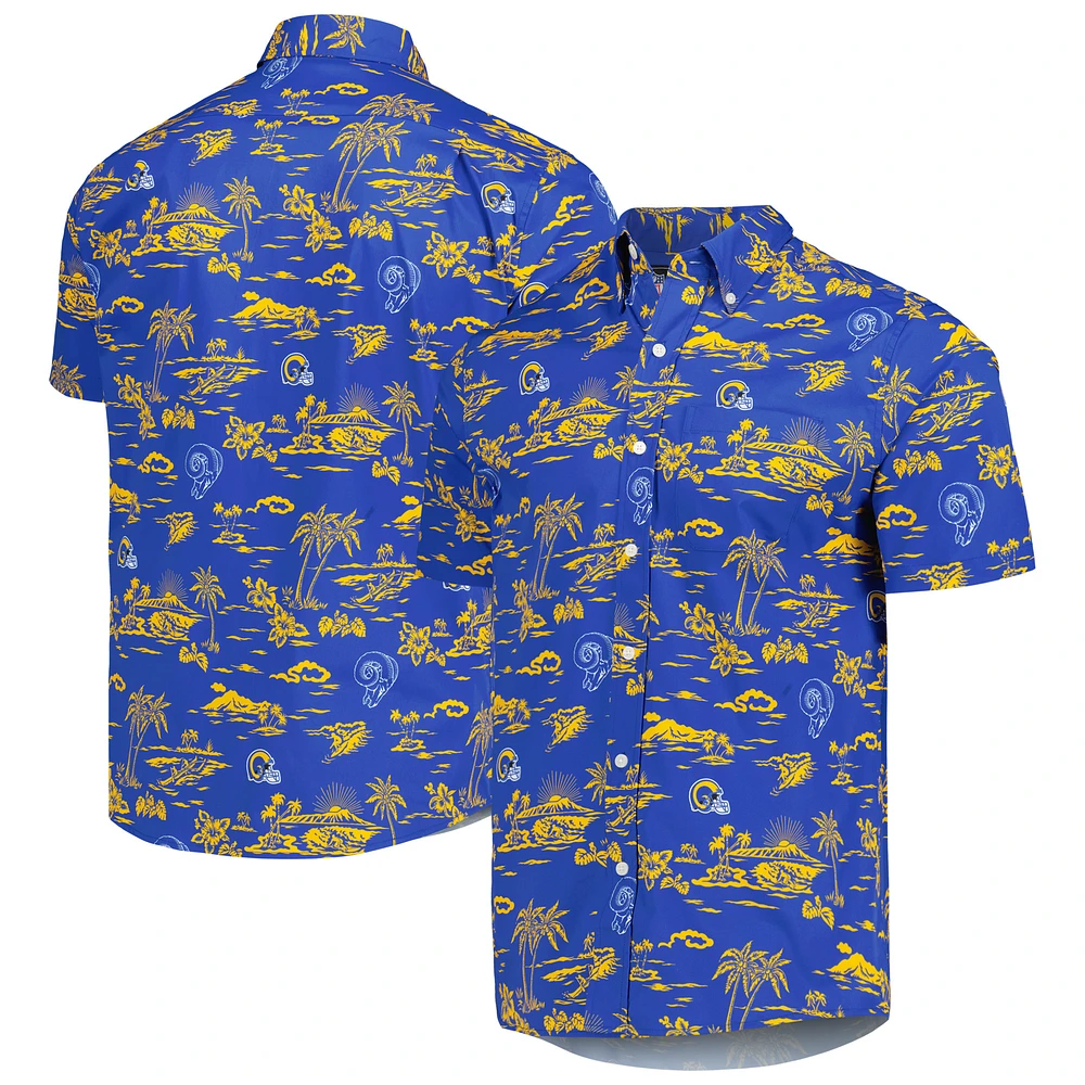 Men's Reyn Spooner Royal Los Angeles Rams Throwback Kekai Print Button-Up Shirt