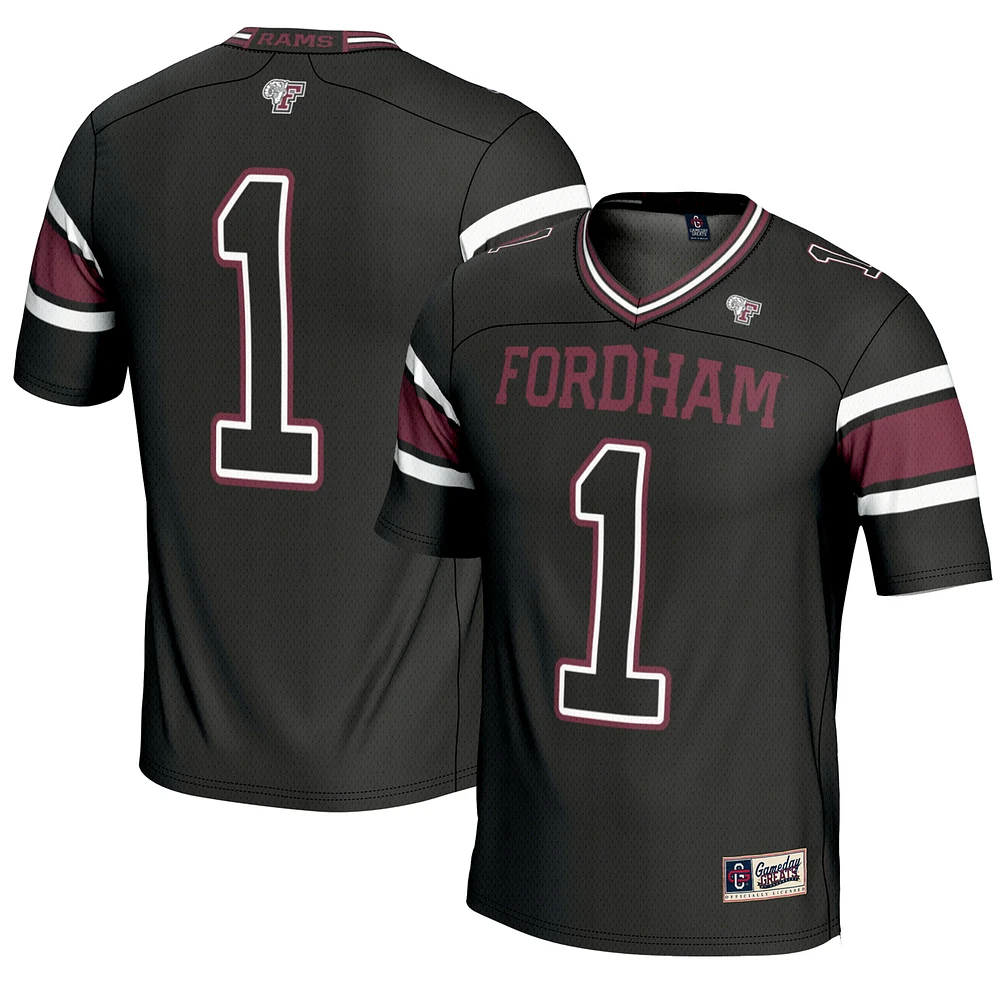 Men's GameDay Greats #1 Black Fordham Rams Endzone Football Jersey